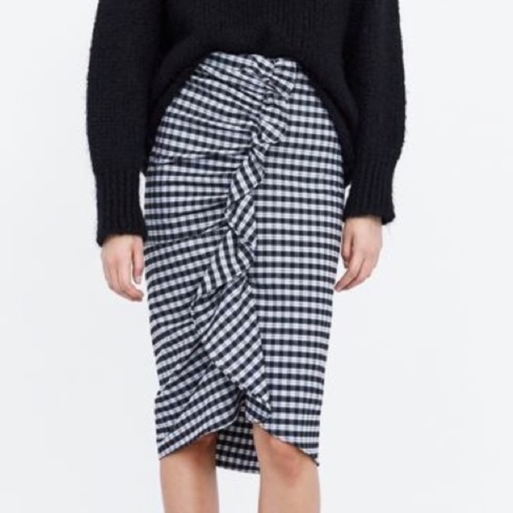 ZARA SKIRTS | Zara Plaid Gingham Skirt with Ruffle